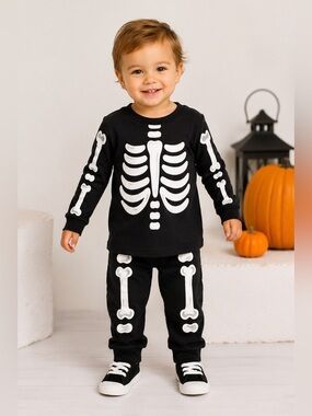 NWT Komar Kids 24M Glow in the Dark Skeleton Halloween Pajama Set